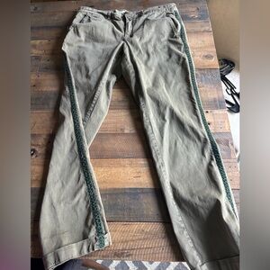 Chino by Anthropologie olive pant with velvet trim